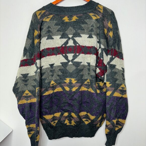 Urban Renewal Knit Cardigan Sweater Aztec Southwester Size L/XL Wool Blend Italy - Picture 9 of 16